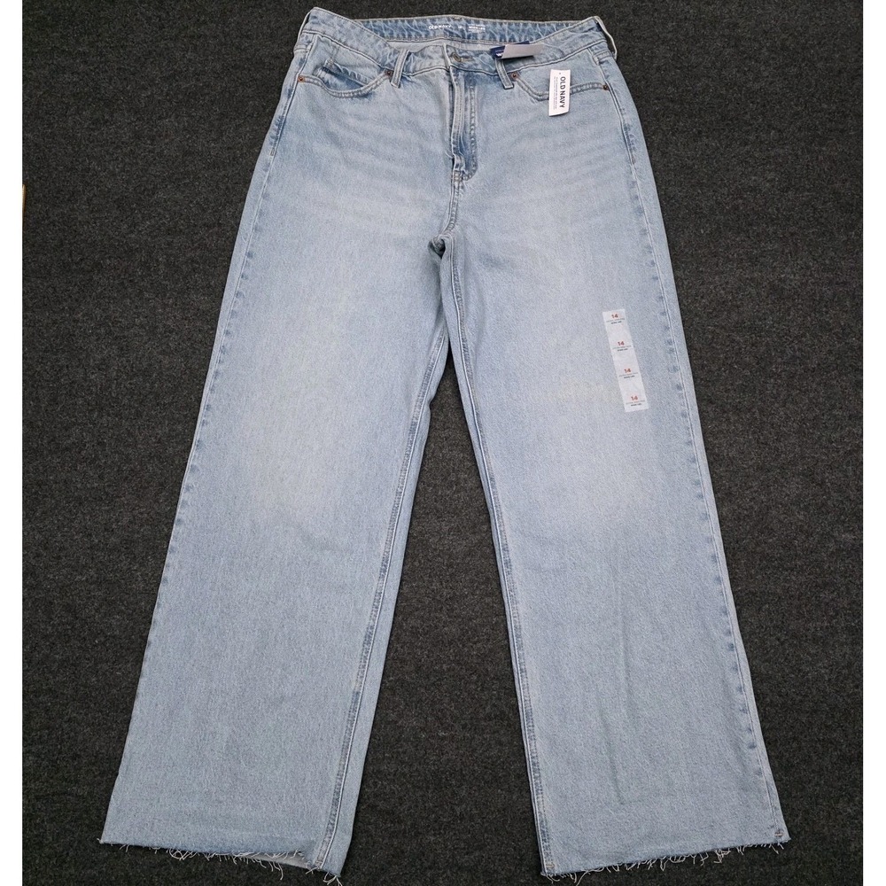 Old Navy Womens 14 Wide Leg Extra High Rise Blue Denim Jeans NEW '90s Mom
